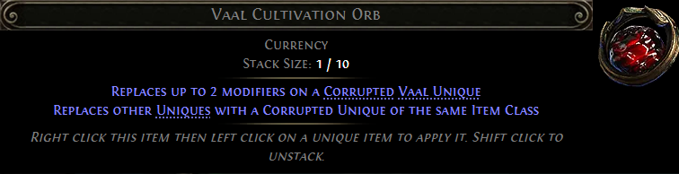 MMOJUGG Path of Exile 2 Vaal Cultivation Orb Details View of Item Function and Use